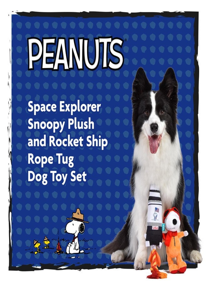 Peanuts for Pets Space Explorer Snoopy Plush and Rocket Ship Rope Tug Dog Toy Set, Squeaky Puppy Toys, Stuffed Animal, Ideal for Dog Birthday, Small and Large Dogs - Image 3